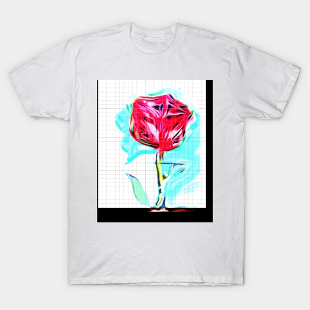 Rose on the Grid Flor T-Shirt by TriForceDesign